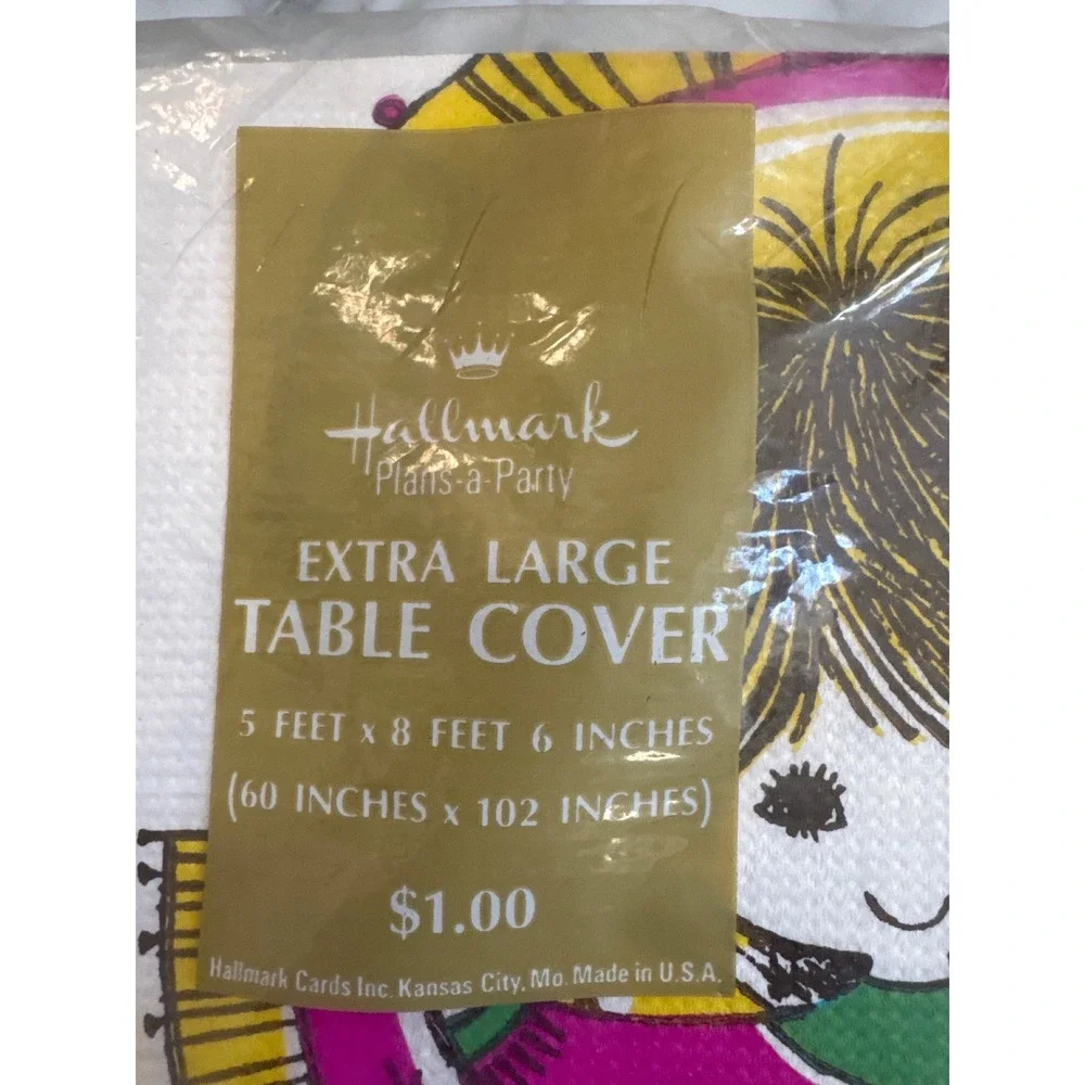 VTG Hallmark Extra Large Paper Table Cover Retro Girl Floral 60x102 100XT42-5